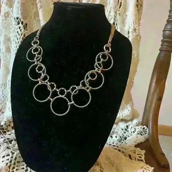 Lia Sophia Jewelry - Vintage Mixed Metal Chain Necklace Multicolor Adjustable 22" Lobster Clasp